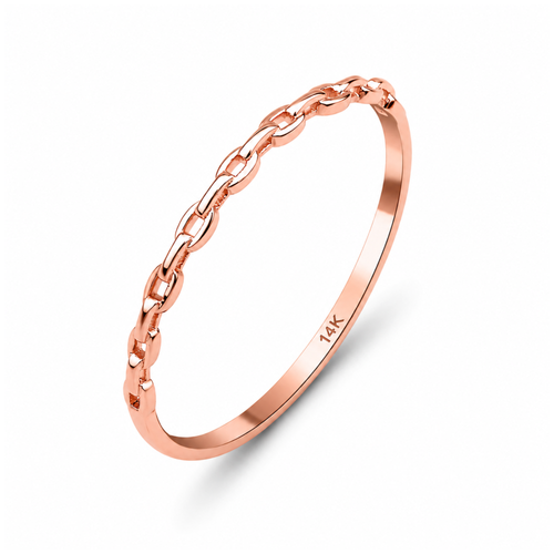 14 Ayar Rose Altin Modern Zincir Tasarim Minimal Yuzuk 