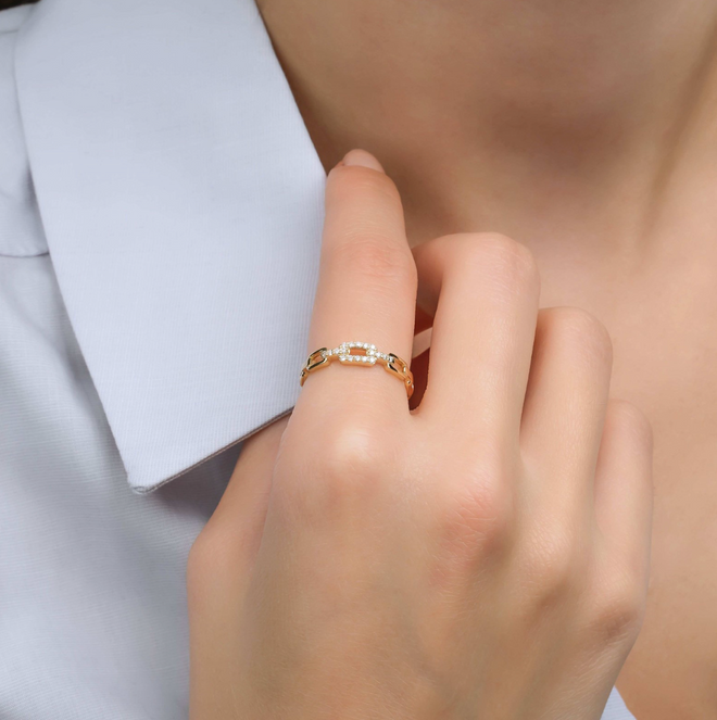 0.126 Karat Pırlanta Zincir Form Yüzük