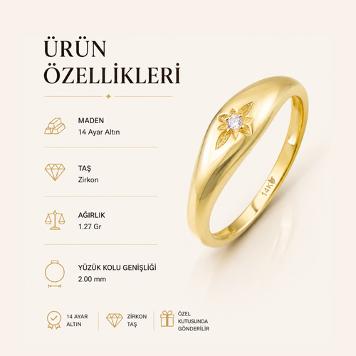 14 Ayar Altın Mini Şövalye Yüzük