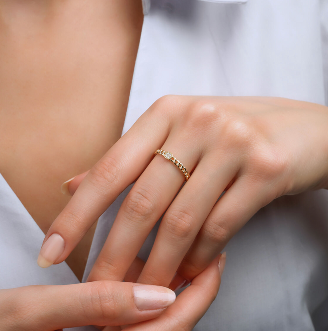 0.028 Karat Pırlanta Link Yüzük