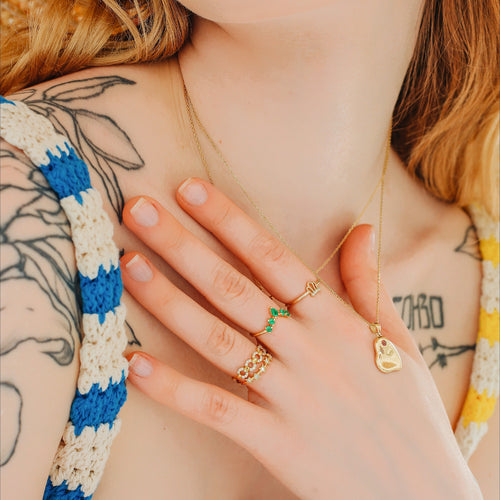 14 Ayar Altın Doğal Zümrüt Taç Yüzük