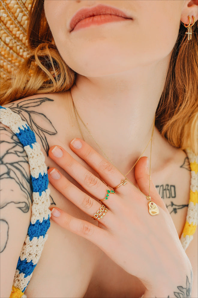 14 Ayar Altın Doğal Zümrüt Taç Yüzük