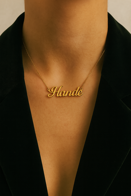 14 Ayar Altın El Yazısı İsim Kolye