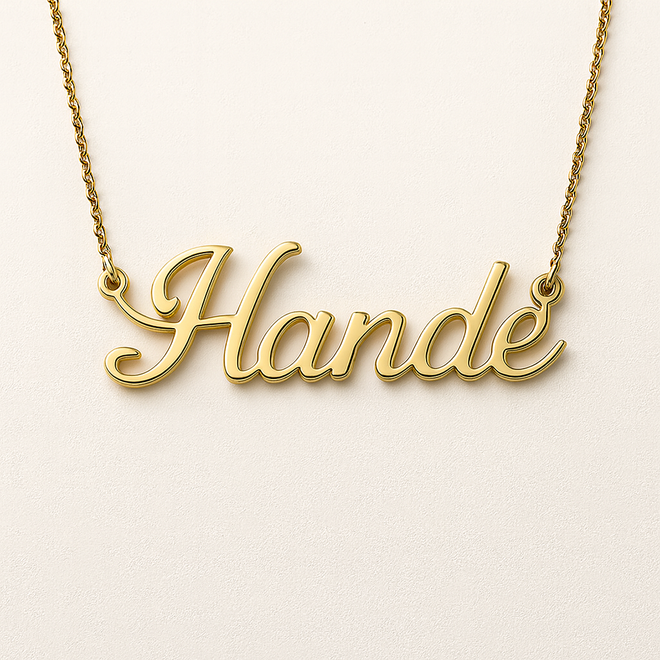 14 Ayar Altın El Yazısı İsim Kolye