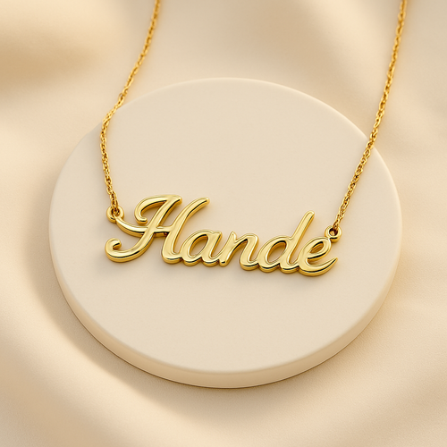 14 Ayar Altın El Yazısı İsim Kolye