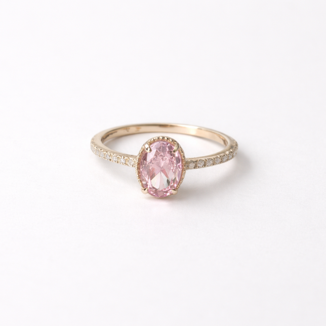 pembe ice cut oval yuzuk