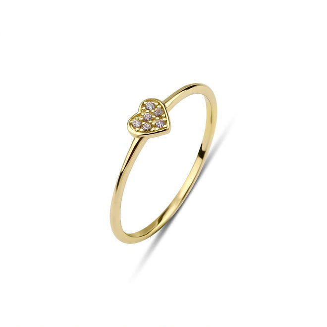 14 Ayar Altın Pave Diamond Heart Ring
